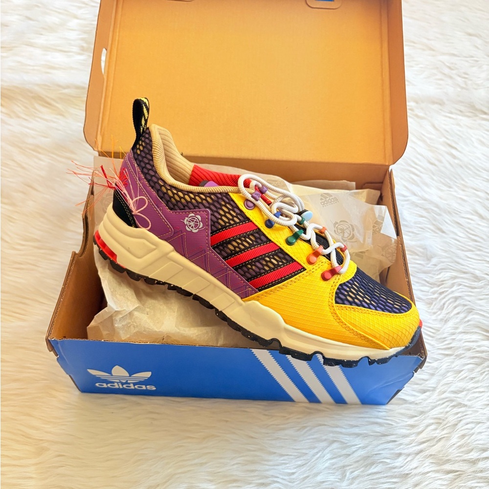 Adidas Yellow and Purple Athletic Shoes